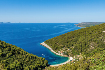 Fototapeta na wymiar Amazing view of beach in Pupnatska luka cove on Korcula island, Croatia