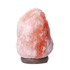 Pink Himalayan salt lamp isolated on white