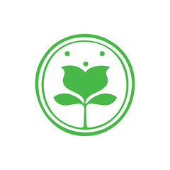 Green Flower in Circle Emblem Illustration