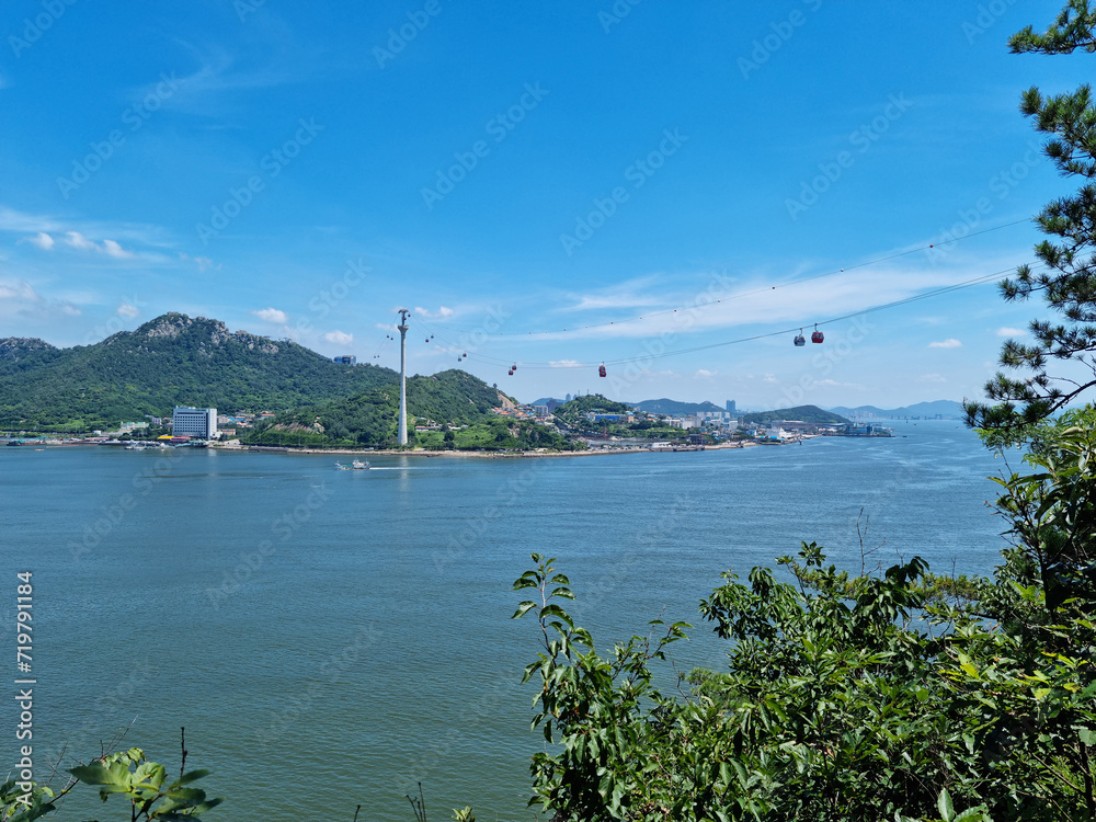 Canvas Prints This is a seascape with a cable car.