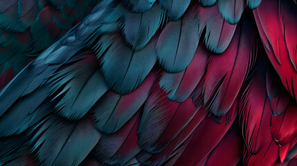 Close-Up of Red and Blue Birds Feathers