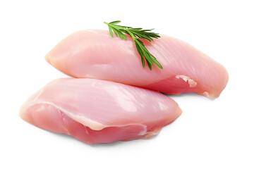 Raw chicken breasts. Cut out on transparent