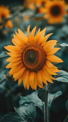 Sunflowers floral background, close up. Summer vibes