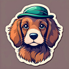 cute cartoon sticker art design of a brown / red Irish setter / cocker spaniel dog puppy