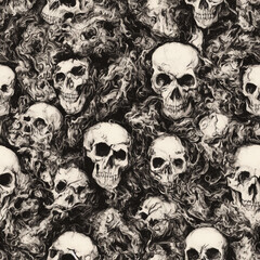 Many skulls background composition