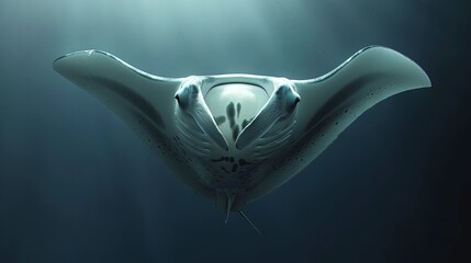 manta ray swimming under the ocean water - obrazy, fototapety, plakaty