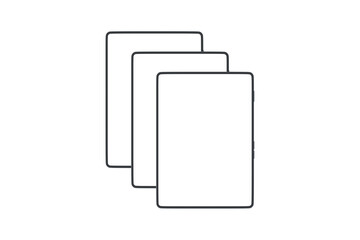 Row of Ebooks with blank screen isolated on white background. 3d render