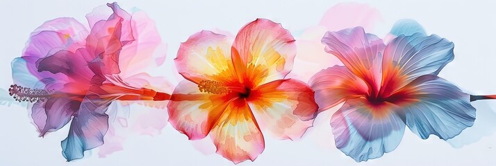 Watercolor exotic flowers - obrazy, fototapety, plakaty
