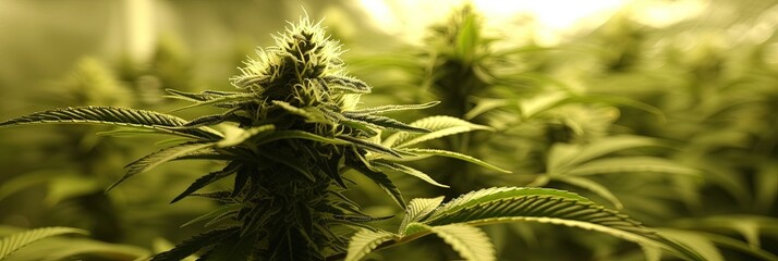 cannabis plants with leaves and full buds