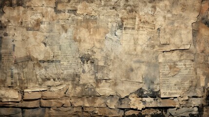 古い古紙を使ったアンティーク調の壁