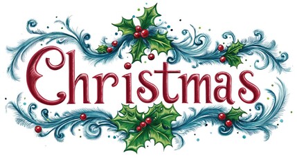 Christmas lettering decorated with christmas decorations