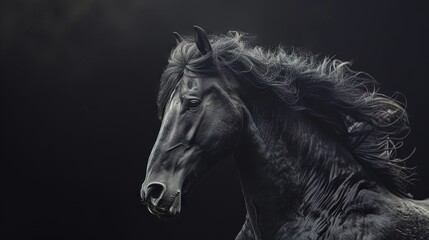 Obraz na płótnie Canvas black horse on black