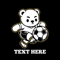 funny panda cartoon play ball icon, mascot logo, vector illustration