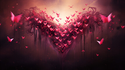 thousand of hearts  Love Valentine day concept illustration - obrazy, fototapety, plakaty