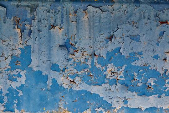 Weathered Blue Paint Texture on Abandoned Surface