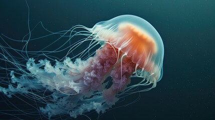 Jellyfish swimming underwater in the dark