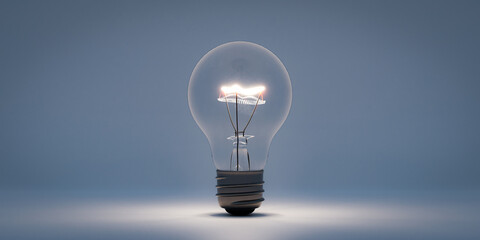 Brightly shining incandescent light bulb. 3d rendering