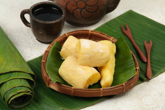tape singkong or tapai singkong or peuyeum,Cassava Tape is Indonesian traditional food, made from cassava with fermentation.
