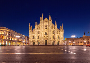 Fototapeta na wymiar Cathedral of the Nativity of the Virgin Mary in Milan at dawn.