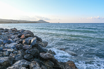 view of the Mediterranean Sea mountain and old railway 3