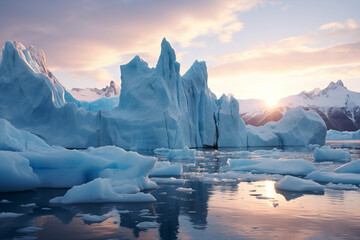 shot of icebergs in glacier