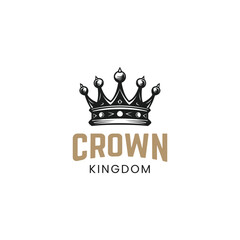 Gold crown icons. Queen king golden crowns luxury Logo Design Vector Set