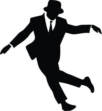 Energetic Silhouette of a Male Tap Dancer in Mid-Performance