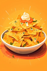Crisp and Tangy Mexican Nachos: A Burst of Spicy Deliciousness on a Yellow Plate