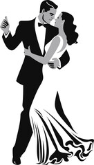 Dramatic Rumba Dance Silhouette of Couple Silhouette