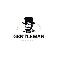 Gentleman logo design. Awesome our combination man with hat & beard logo