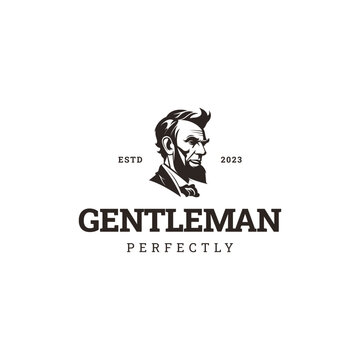 Man with beard icon logo design template,gentleman with beard moustache logo vector