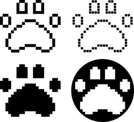 pixel art paw print icon set © Sutana