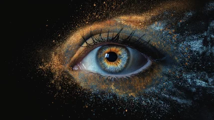 Poster Im Rahmen Colorful particles around the human eye © cherezoff
