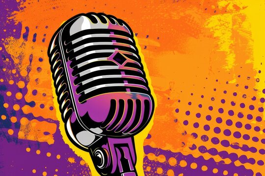 Retro microphone with a colorful pop art background