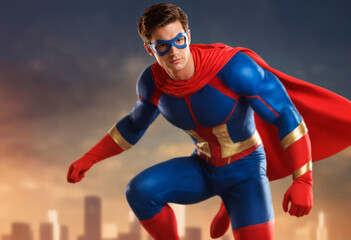 Obraz premium Superhero. Portrait man in fantastic costume.