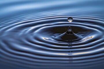 Water droplet creating ripples on a surface