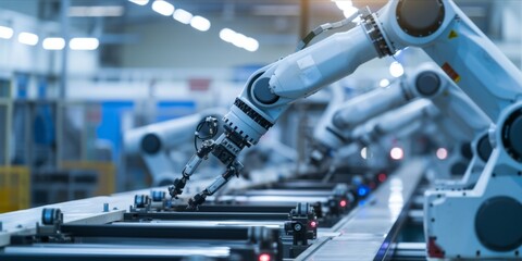 Industrial robotic arms in assembly line production