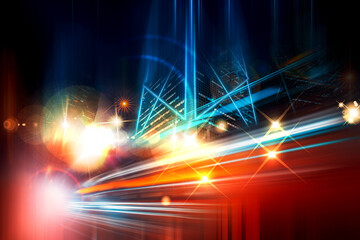 Technology screen with abstract high speed motion blur effect