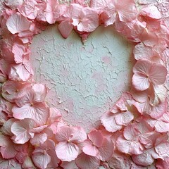 Pink Cherry Blossoms Forming a Heart Shape,floral wreath,textured background,pink flowers, love concept,blossom heart,pringtime,romantic design,
