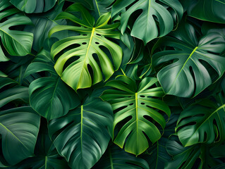 Fototapeta na wymiar background with monstera leaves
