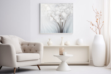 High key white modern living room