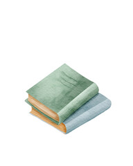 Watercolor stack of book illustration