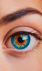 Obraz premium Close-up of human blue eye with pupil.