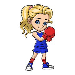 Cute little girl cartoon boxing