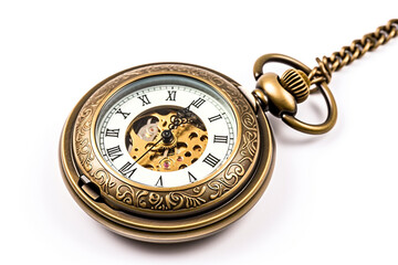 antique pocket watch isolated on white background