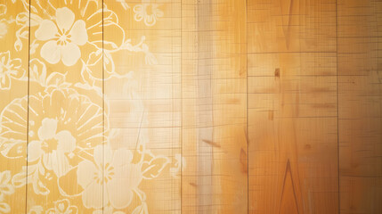 Wooden Wall With Painted Flower Pattern