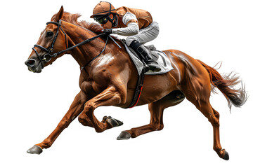 horse racer isolated on transparent background ,horse racing png ,generative ai