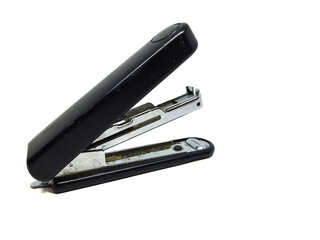 stapler for paper clamps with side view on isolated background