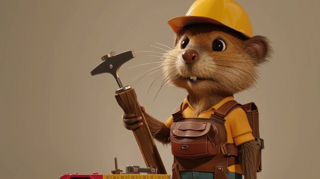 Cartoon digital avatars of Rosie the Ruler A female beaver architect with a tool belt around her waist and a level in her paw, making sure all the dams measurements are precise.