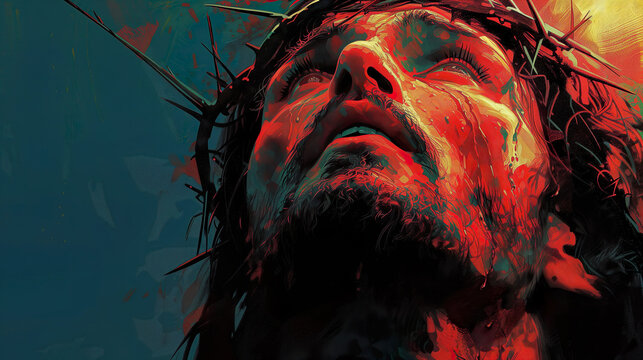 Illustration of the Face of Jesus Christ in bright colors